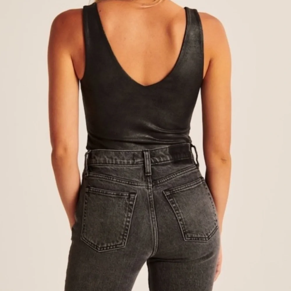 Abercrombie & Fitch Black Faux Leather Bodysuit Size Medium NWOT - Picture 9 of 9